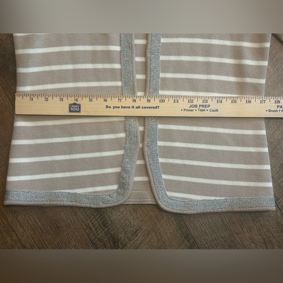 Banana Republic Women’s L Striped Open Front Cardigan Silver Trim Cotton - Picture 13 of 14